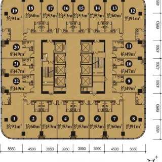 棕榈泉国际中心空中商铺标准层平面图