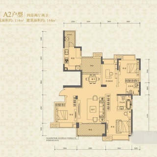一期18号楼标准层A2户型
