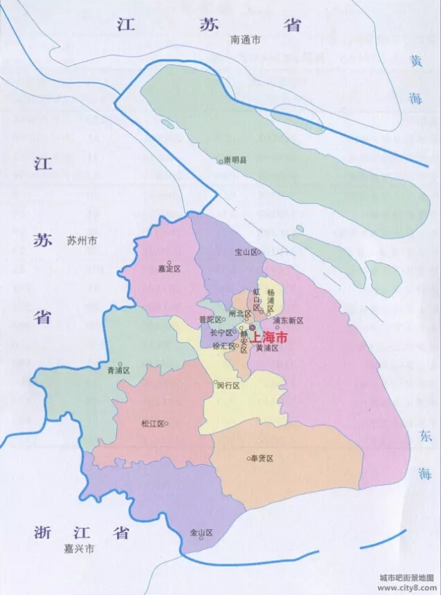 (包括今上海市全境及太仓,海门,启东三市) 长江口行政区划调整后的