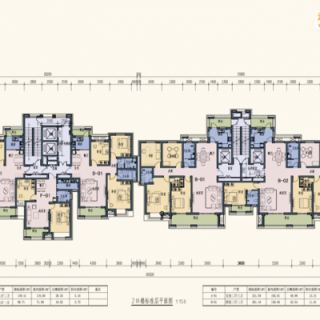 2号楼住宅标准层平面图（含2室3室4室5室）