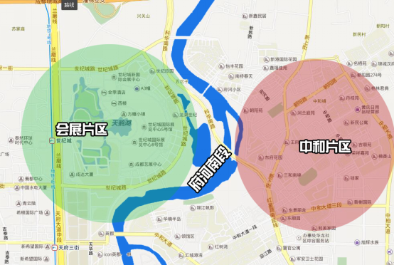 一条府河,把同属成都高新区两个地方隔成一个在天上,一个在地下.