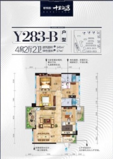 Y283-B户型 四房两厅两卫 145㎡