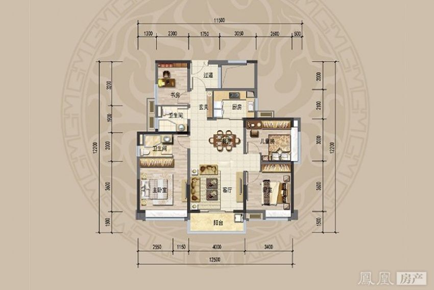 建面120平户型图