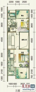 三期联排别墅A户型三层平面图