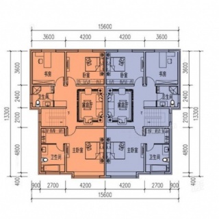 双拼别墅二层平面图