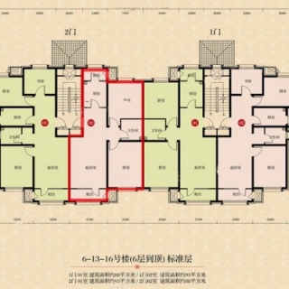 洋房6、13、16号楼标准层88平米户型