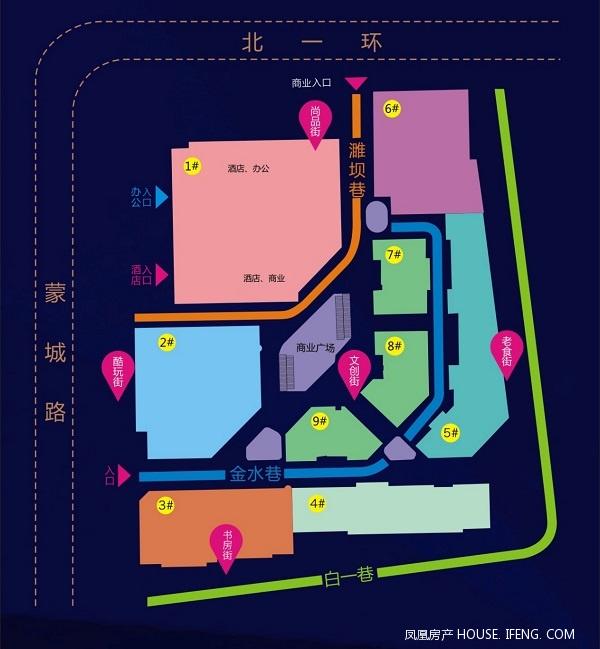 【动线合理 开放式街区车流,人流多入口蒙城路入口连接地铁站五