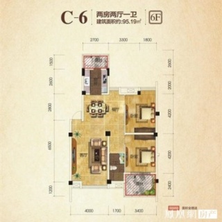 中冶兴港华府户型图 C-6 95.19㎡