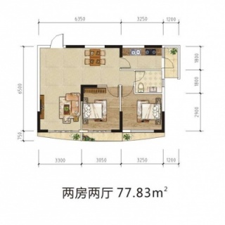 嘉鹏海韵居两房两厅77.83㎡