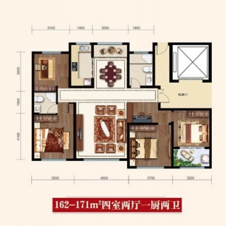162㎡四室两厅两卫