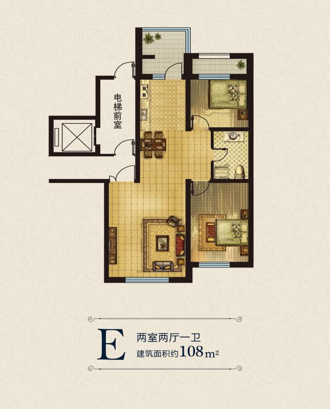 香湾青城,香湾青城2室2厅108㎡户型图,朝向-哈尔滨凤凰网房产