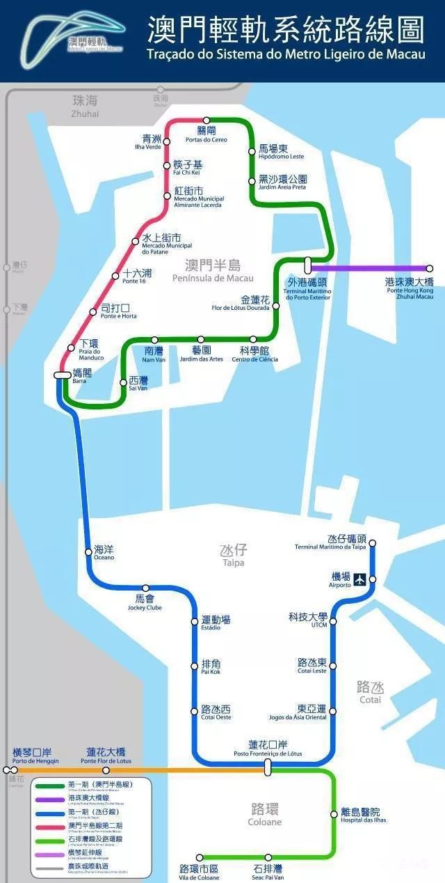 图显示,未来还将建澳门半岛路线,港珠澳大桥路线,石排湾线及路环线