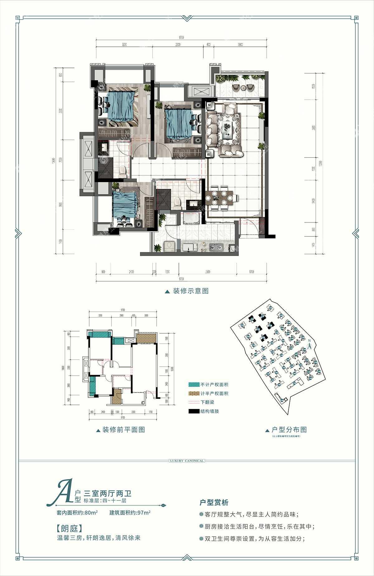 瀚学融府,瀚学融府3室2厅97㎡户型图,朝向-重庆凤凰网房产
