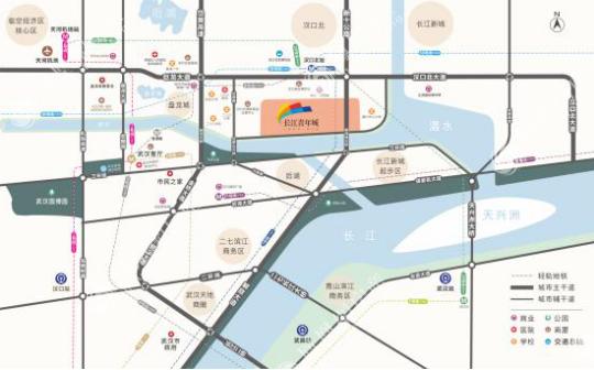 项目坐落汉口北商圈，临府河公园，轨道1号线直达，未来与8、18、20号线形成四轨交汇