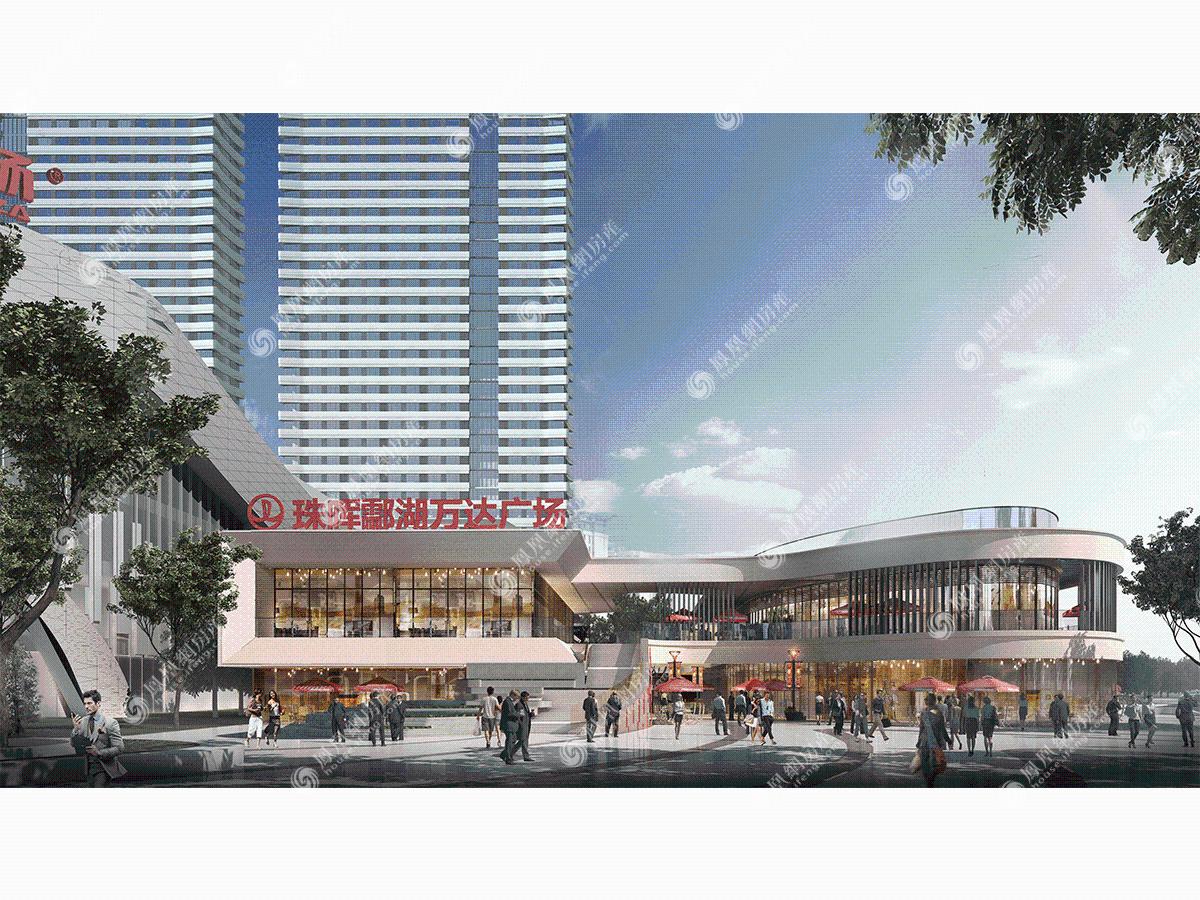 珠晖酃湖万达广场金街西北角入口效果图